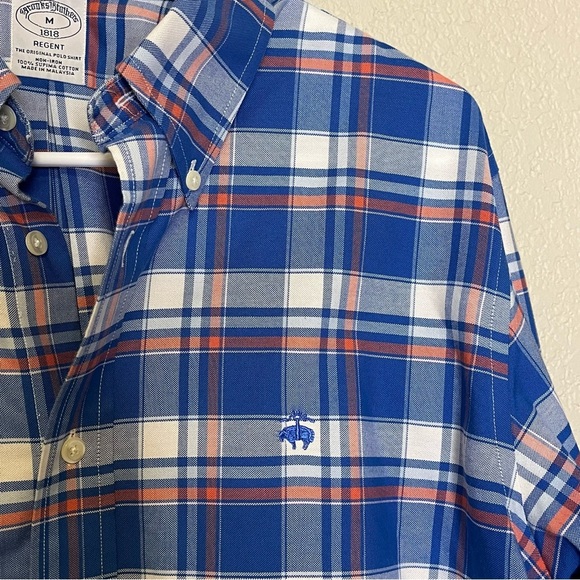 Brooks Brothers Regent No Iron Blue Plaid Button-Down Shirt Size Men's Medium - Picture 1 of 12
